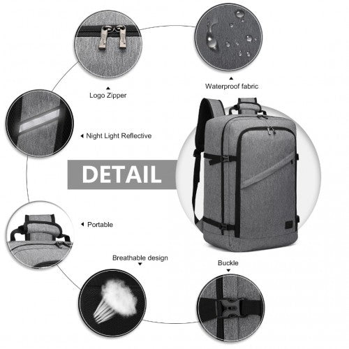 Kono Lightweight Cabin Bag Travel Business Backpack - Grey