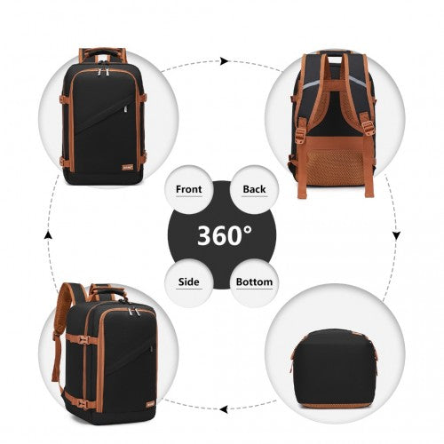 Kono Lightweight Cabin Bag Travel Business Backpack - Black And Brown