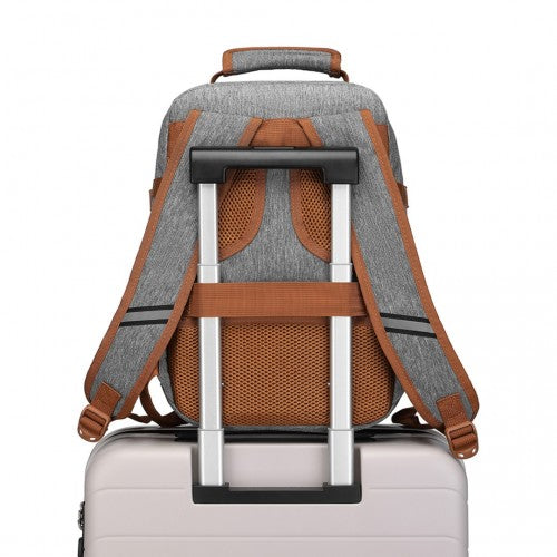 Kono Lightweight Cabin Bag Travel Business Backpack - Grey And Brown