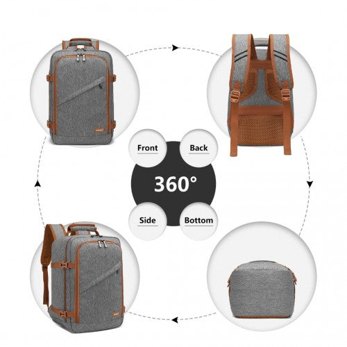 Kono Lightweight Cabin Bag Travel Business Backpack - Grey And Brown