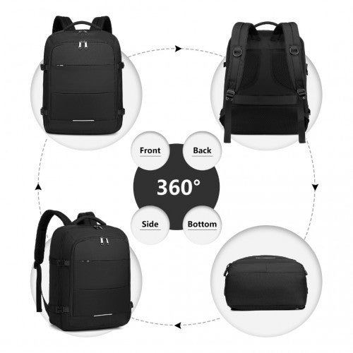 Kono Multi-Level High-Capacity Cabin Bag Travel 30L Backpack - Black