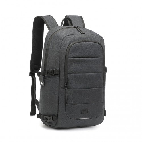 Kono Multi-Compartment Water Resistant Backpack with USB Charging Port - Black
