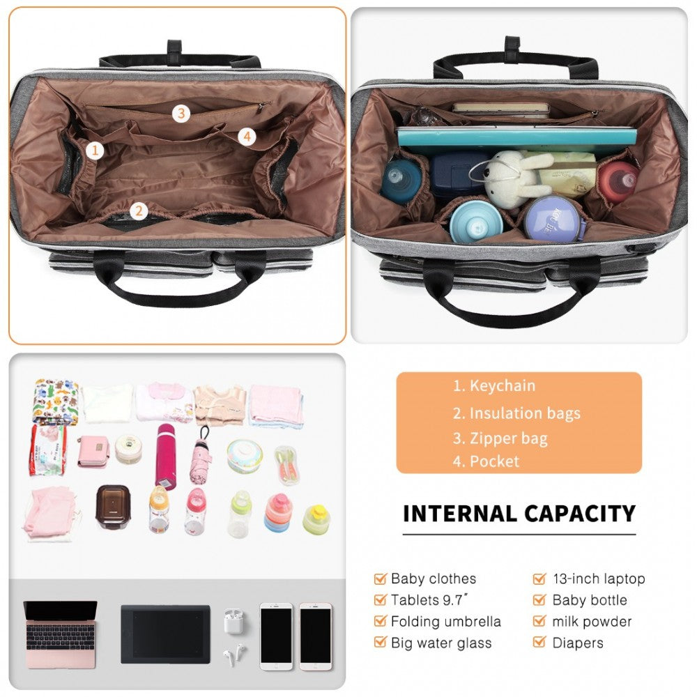 Kono Multi-Compartment Maternity Bag - Grey