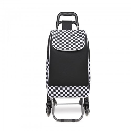 Kono 6 Wheel Push Shopping Trolley - Black