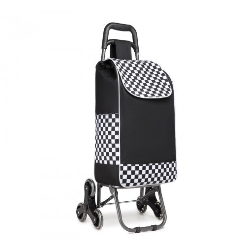 Kono 6 Wheel Push Shopping Trolley - Black