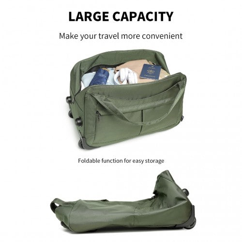 Kono Foldable Large Capacity Trolley Travel Bag - Green