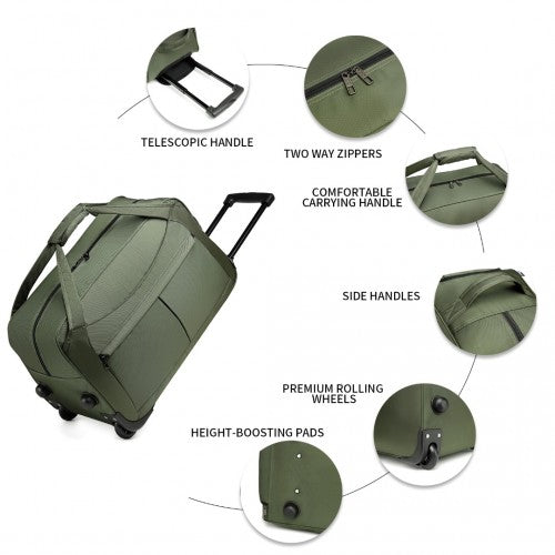 Kono Foldable Large Capacity Trolley Travel Bag - Green