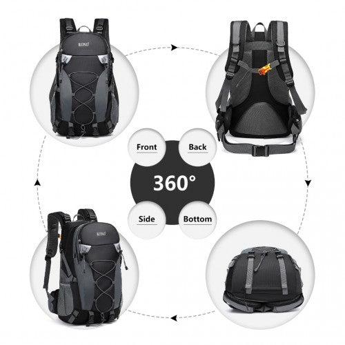 Kono Multi Functional Outdoor Hiking Backpack With Rain Cover - Black