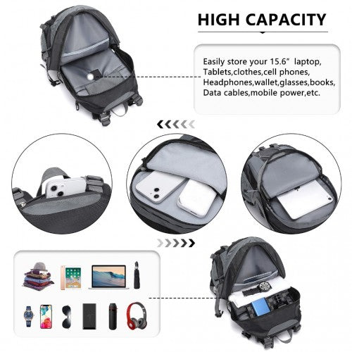 Kono Multi Functional Outdoor Hiking Backpack With Rain Cover - Black