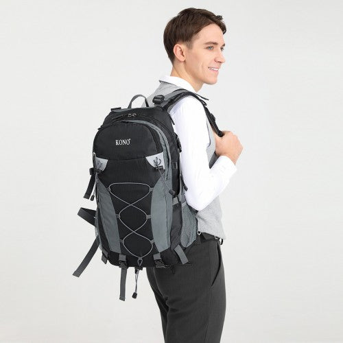 Kono Multi Functional Outdoor Hiking Backpack With Rain Cover - Grey
