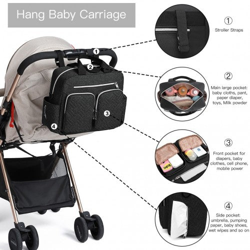 Kono Durable And Functional Changing Tote Bag - Black