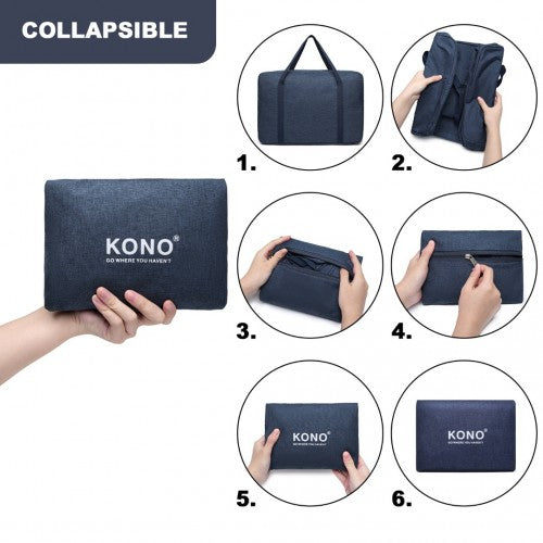 Kono Foldable Waterproof Storage Travel Handbag - Navy
