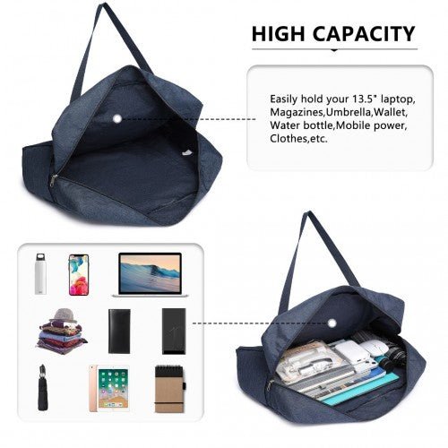 Kono Foldable Waterproof Storage Travel Handbag - Navy
