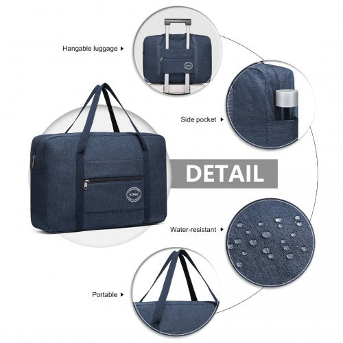 Kono Foldable Waterproof Storage Travel Handbag - Navy