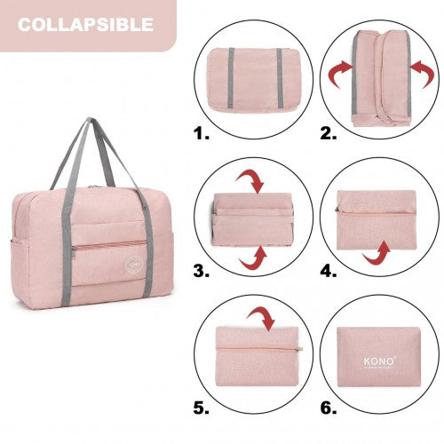 Kono Foldable Waterproof Storage Travel Handbag - Pink