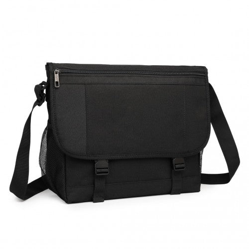 Kono High Security Messenger Bag Satchel Shoulder Bag - Black