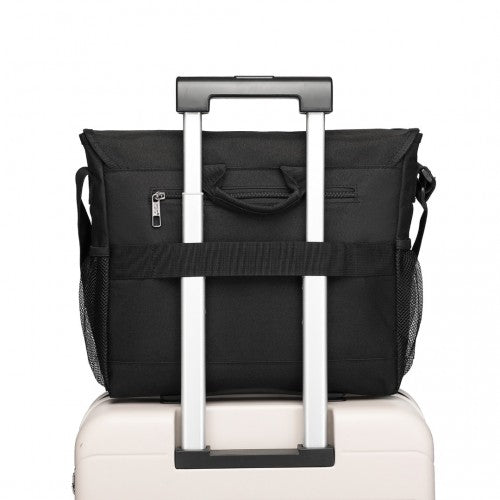Kono High Security Messenger Bag Satchel Shoulder Bag - Black