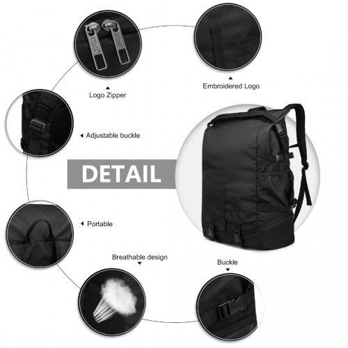 Kono Large Capacity Basketball Sports Fitness Backpack - Black