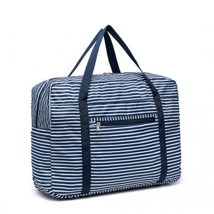 Kono Foldable Waterproof Storage Cabin Travel Handbag Striped Print - Navy