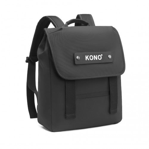 Kono PVC Coated Water-resistant Streamlined And Innovative Flap Backpack - Black