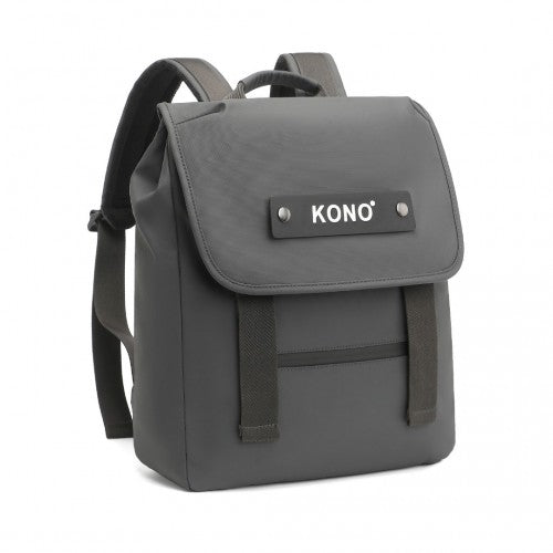 Kono PVC Coated Water-resistant Streamlined And Innovative Flap Backpack - Grey