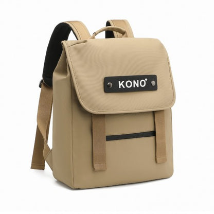 Kono PVC Coated Water-resistant Streamlined And Innovative Flap Backpack - Khaki