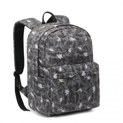 Kono Dinosaur Patterned Leisure School Backpack - Grey