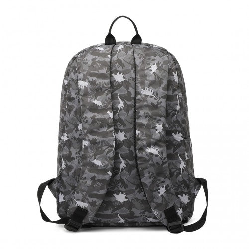 Kono Dinosaur Patterned Leisure School Backpack - Grey