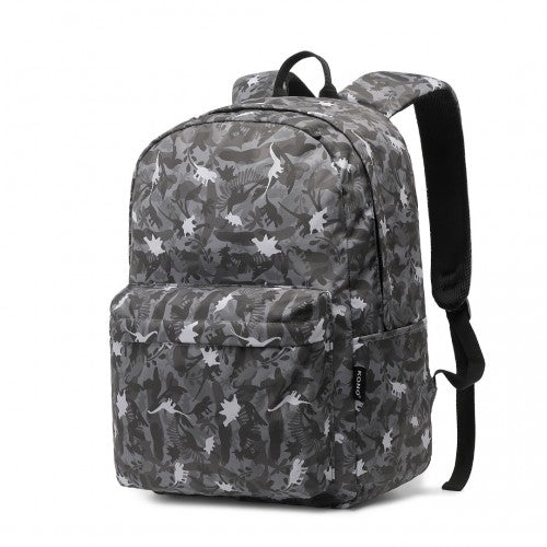 Kono Dinosaur Patterned Leisure School Backpack - Grey