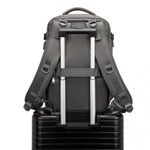Kono Multifunctional Breathable Travel Backpack With USB Charging Port And Separate Shoe Compartment - Grey