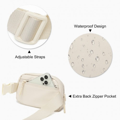Kono Sleek And Stylish Minimalist Classic Waterproof Waist Pack - Beige