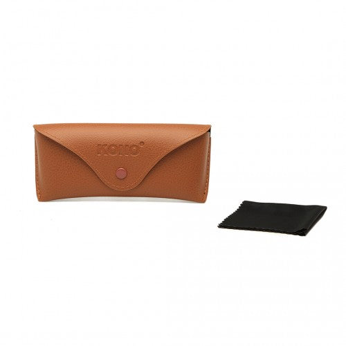 Kono Leather Look Soft Sunglasses Case - Brown