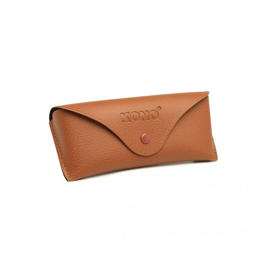Kono Leather Look Soft Sunglasses Case - Brown