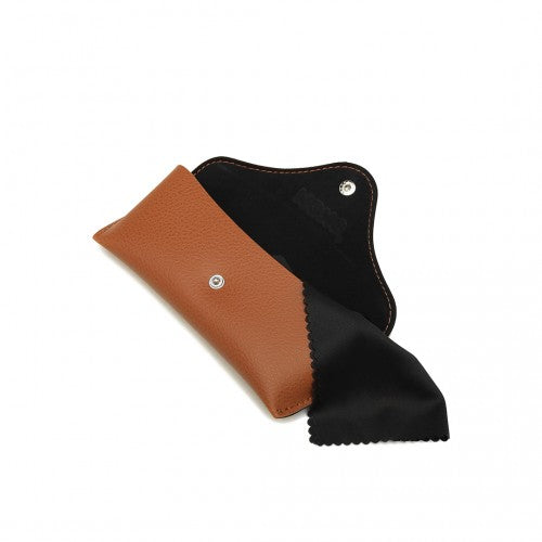 Kono Leather Look Soft Sunglasses Case - Brown
