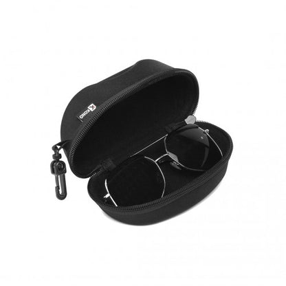 Kono Hard Shell Zipper Sunglasses Case - Black