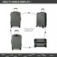 Kono Vertical Stripe Hard Shell Suitcase 20 Inch Luggage Set Grey