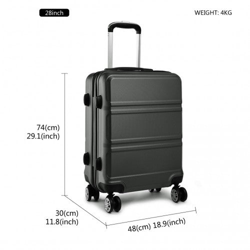Kono ABS Sculpted Horizontal Design 28 Inch Suitcase - Grey