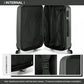 Kono Vertical Stripe Hard Shell Suitcase 20 Inch Luggage Set Grey