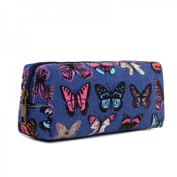 Miss Lulu Canvas Pencil Case Butterfly Navy