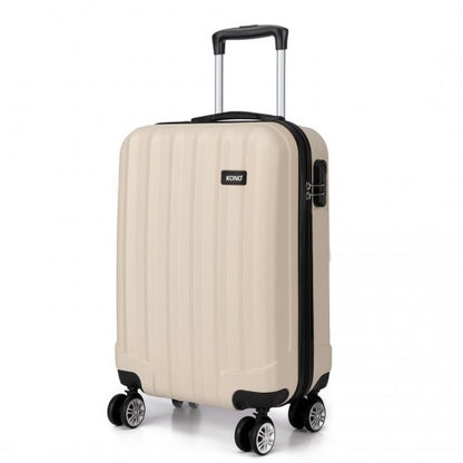 Kono Vertical Stripe Hard Shell Suitcase 19 Inch Luggage - Beige