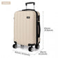 Kono Vertical Stripe Hard Shell Suitcase 19/24/28 Inch 3 Piece Luggage Set - Beige