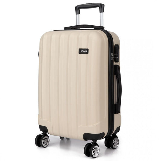 Kono Vertical Stripe Hard Shell Suitcase 24 Inch Luggage Set Beige