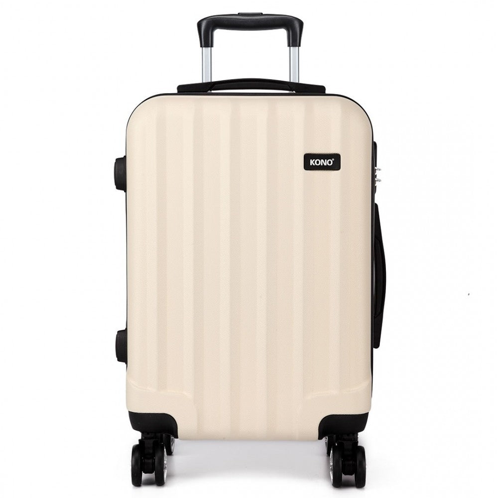 Kono Vertical Stripe Hard Shell Suitcase 24 Inch Luggage Set Beige