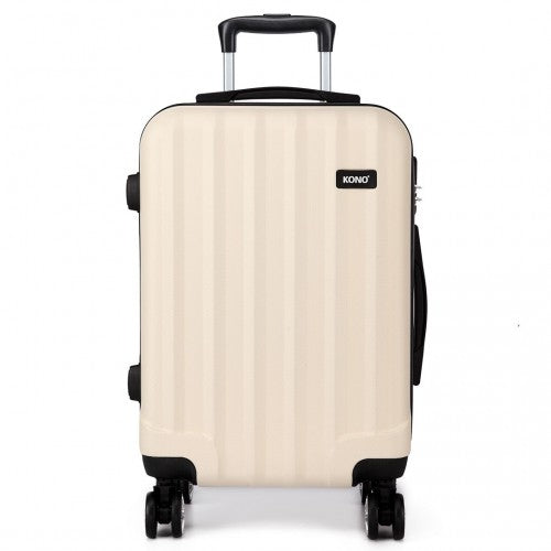 Kono Vertical Stripe Hard Shell Suitcase 28 Inch Luggage Set - Biege