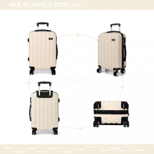 Kono Vertical Stripe Hard Shell Suitcase 24 Inch Luggage Set Beige