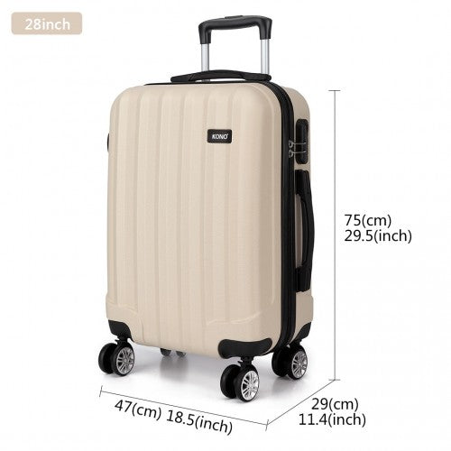 Kono Vertical Stripe Hard Shell Suitcase 28 Inch Luggage Set - Biege