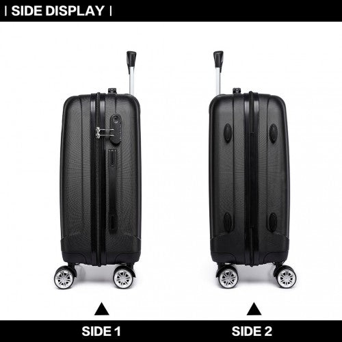 Kono Vertical Stripe Hard Shell Suitcase 28 Inch Luggage Set - Black