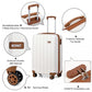 Kono Vertical Stripe Hard Shell Suitcase 19 Inch Luggage Set - Cream