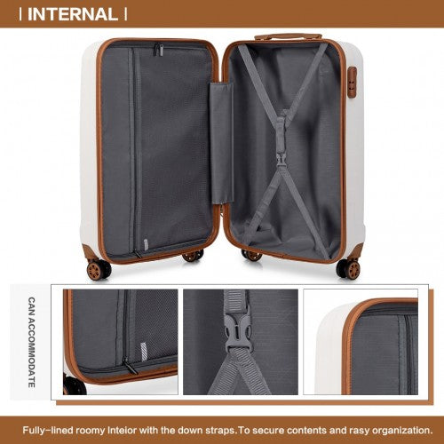 Kono 19 Inch Abs Hard Shell Suitcase Luggage - Cream