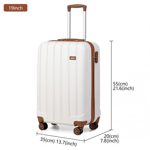 Kono 19 Inch Abs Hard Shell Suitcase Luggage - Cream